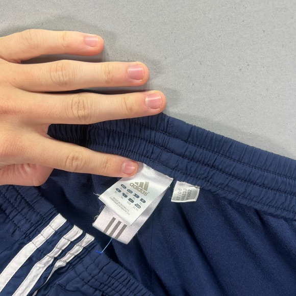 Vintage Y2K Adidas Windbreaker Track Pants Navy Blue Striped XL Pocket Zip Ankle - Picture 10 of 15